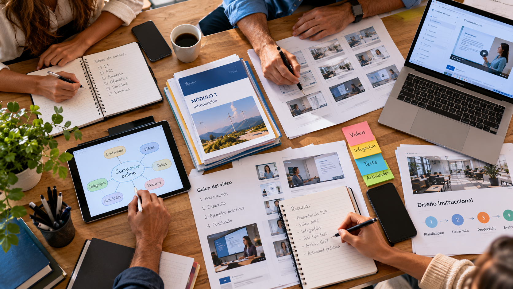 Proceso profesional de creación de cursos online y contenidos e-learning